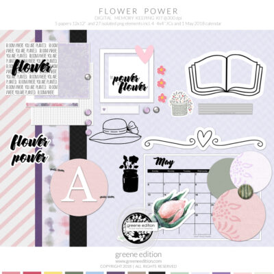 Flower Power Free Page Layout Kit- copyright greene edition 2018 - all rights reserved